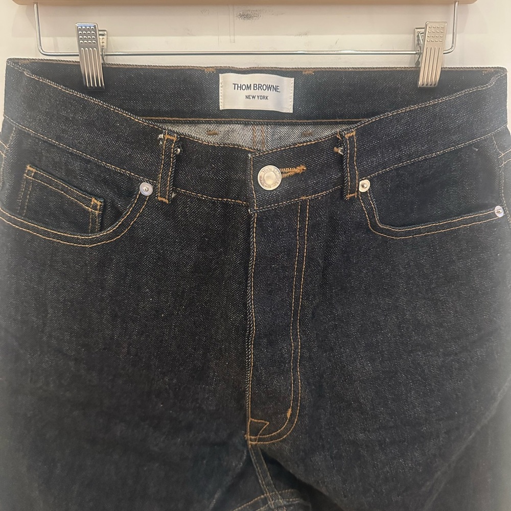 $1100 Thom Browne Raw Selvedge Denim Jeans – Dark Indigo – 32 – Made in USA